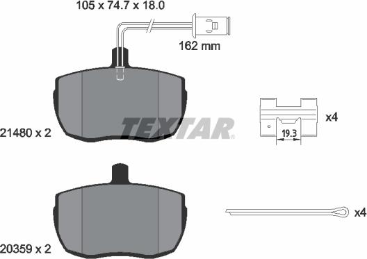 Textar 2148001 - Kit de plaquettes de frein, frein à disque cwaw.fr