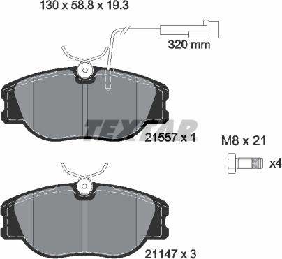 Textar 2155704 - Kit de plaquettes de frein, frein à disque cwaw.fr