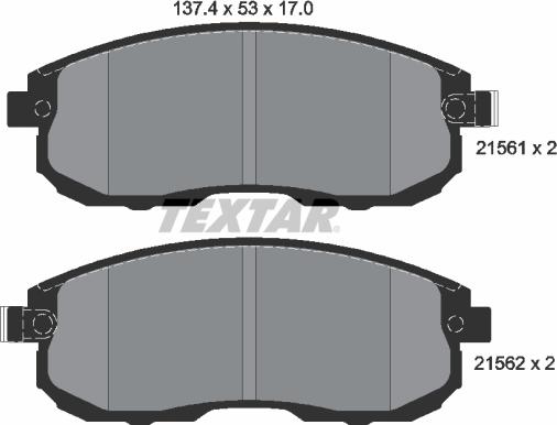 Textar 2156201 - Kit de plaquettes de frein, frein à disque cwaw.fr