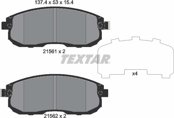 Textar 2156203 - Kit de plaquettes de frein, frein à disque cwaw.fr