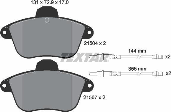 Textar 2150401 - Kit de plaquettes de frein, frein à disque cwaw.fr