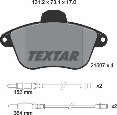 Textar 2150701 - Kit de plaquettes de frein, frein à disque cwaw.fr