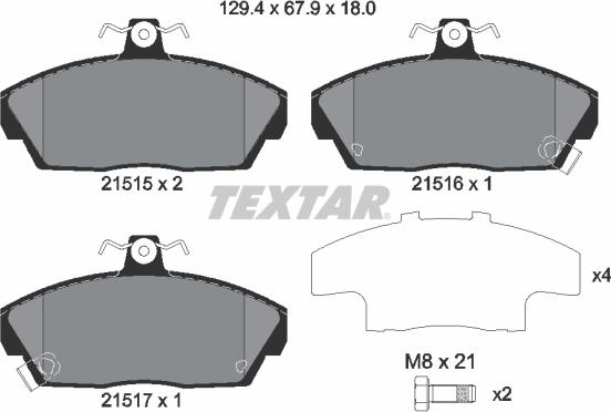 Textar 2151503 - Kit de plaquettes de frein, frein à disque cwaw.fr