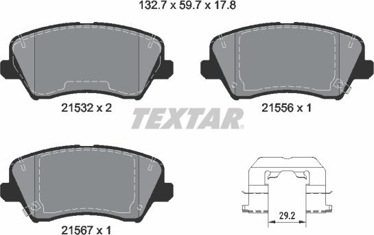 Textar 2153201 - Kit de plaquettes de frein, frein à disque cwaw.fr