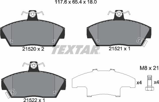 Textar 2152001 - Kit de plaquettes de frein, frein à disque cwaw.fr