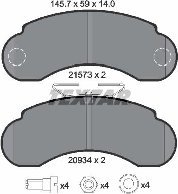 Textar 2157302 - Kit de plaquettes de frein, frein à disque cwaw.fr