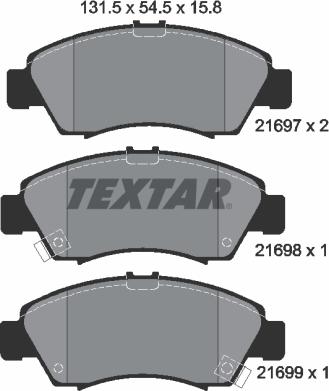 Textar 2169701 - Kit de plaquettes de frein, frein à disque cwaw.fr