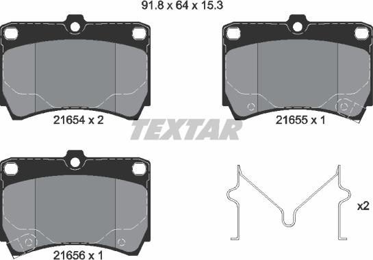 Textar 2165404 - Kit de plaquettes de frein, frein à disque cwaw.fr