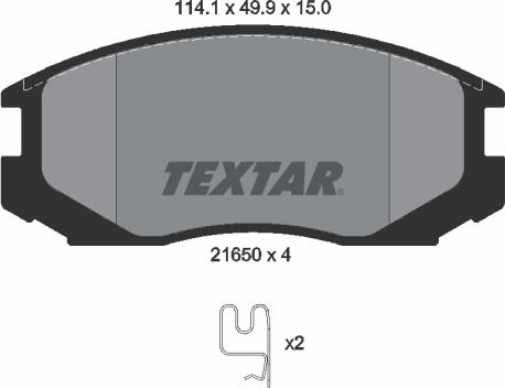 Textar 2165001 - Kit de plaquettes de frein, frein à disque cwaw.fr