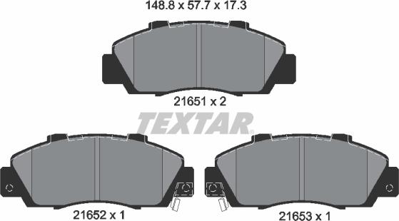 Textar 2165101 - Kit de plaquettes de frein, frein à disque cwaw.fr