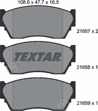 Textar 2165701 - Kit de plaquettes de frein, frein à disque cwaw.fr