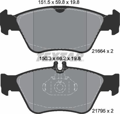 Textar 2166404 - Kit de plaquettes de frein, frein à disque cwaw.fr