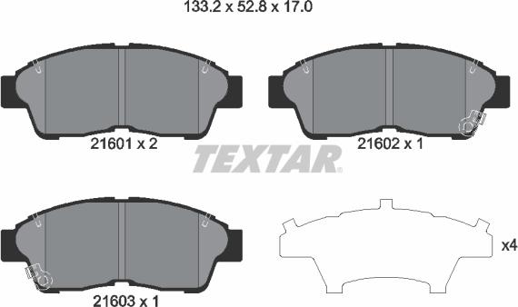 Textar 2160101 - Kit de plaquettes de frein, frein à disque cwaw.fr