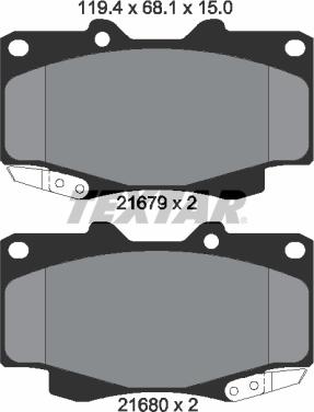 Textar 2168001 - Kit de plaquettes de frein, frein à disque cwaw.fr