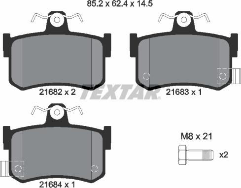 Textar 2168202 - Kit de plaquettes de frein, frein à disque cwaw.fr