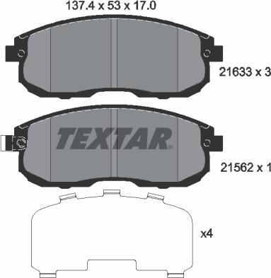 Textar 2163301 - Kit de plaquettes de frein, frein à disque cwaw.fr