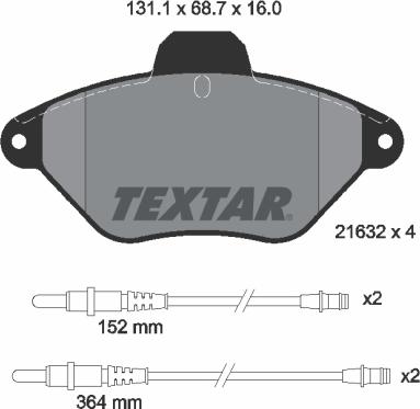 Textar 2163201 - Kit de plaquettes de frein, frein à disque cwaw.fr