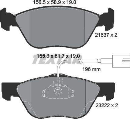 Textar 2163702 - Kit de plaquettes de frein, frein à disque cwaw.fr