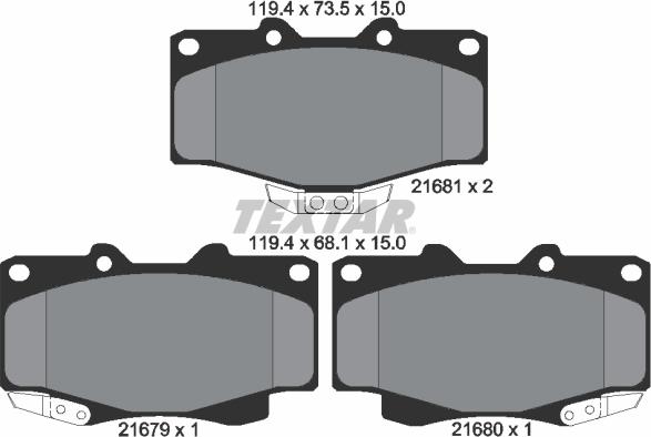 Textar 2167901 - Kit de plaquettes de frein, frein à disque cwaw.fr