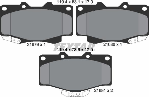 Textar 2167907 - Kit de plaquettes de frein, frein à disque cwaw.fr