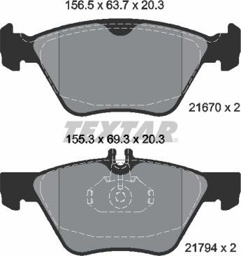 Textar 2167001 - Kit de plaquettes de frein, frein à disque cwaw.fr