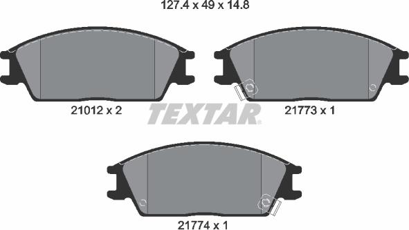 Textar 2101202 - Kit de plaquettes de frein, frein à disque cwaw.fr