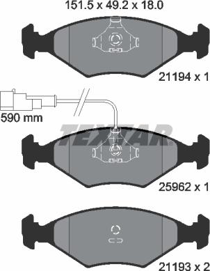 Textar 2119401 - Kit de plaquettes de frein, frein à disque cwaw.fr