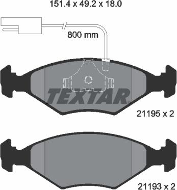 Textar 2119501 - Kit de plaquettes de frein, frein à disque cwaw.fr