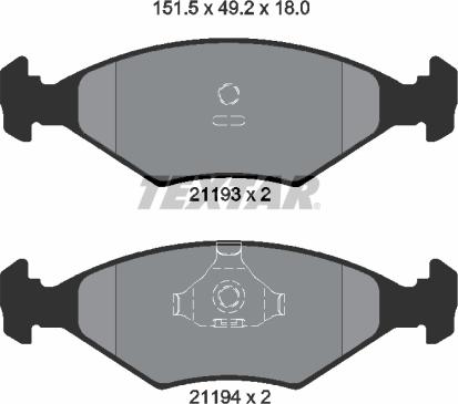 Textar 2119301 - Kit de plaquettes de frein, frein à disque cwaw.fr