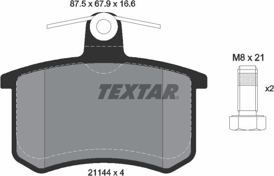 Textar 2114401 - Kit de plaquettes de frein, frein à disque cwaw.fr