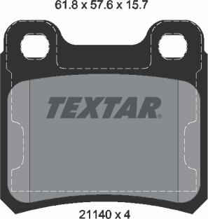 Textar 2114001 - Kit de plaquettes de frein, frein à disque cwaw.fr