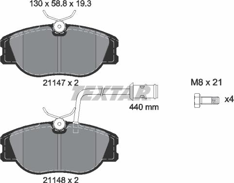 Textar 2114703 - Kit de plaquettes de frein, frein à disque cwaw.fr