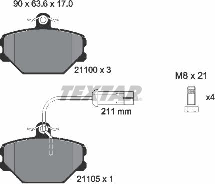 Textar 2110005 - Kit de plaquettes de frein, frein à disque cwaw.fr