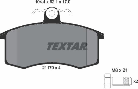 Textar 2117002 - Kit de plaquettes de frein, frein à disque cwaw.fr