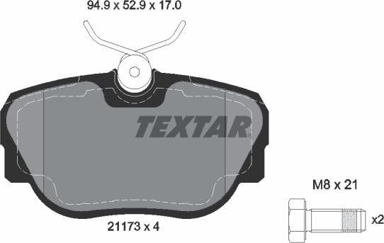 Textar 2117302 - Kit de plaquettes de frein, frein à disque cwaw.fr