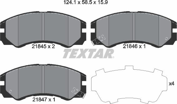 Textar 2184501 - Kit de plaquettes de frein, frein à disque cwaw.fr