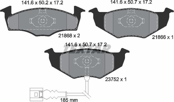 Textar 2186801 - Kit de plaquettes de frein, frein à disque cwaw.fr