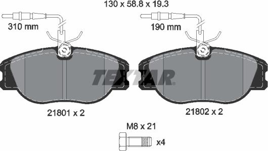 Textar 2180101 - Kit de plaquettes de frein, frein à disque cwaw.fr