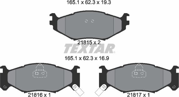 Textar 2181501 - Kit de plaquettes de frein, frein à disque cwaw.fr