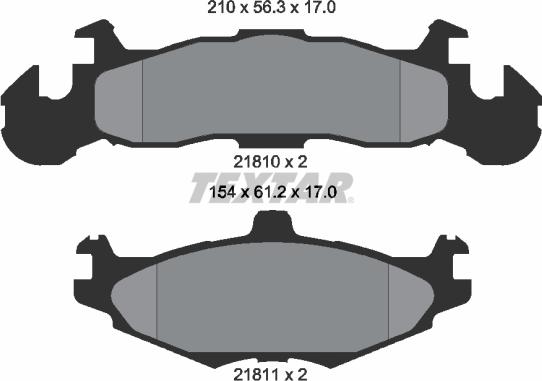 Textar 2181001 - Kit de plaquettes de frein, frein à disque cwaw.fr