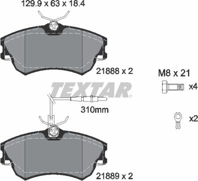 Textar 2188801 - Kit de plaquettes de frein, frein à disque cwaw.fr