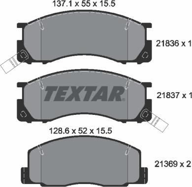 Textar 2183601 - Kit de plaquettes de frein, frein à disque cwaw.fr