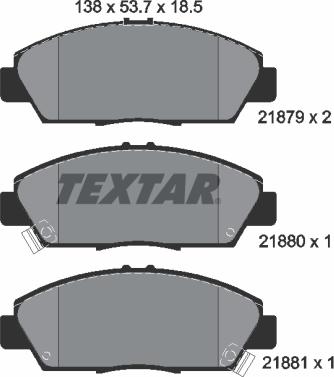 Textar 2187901 - Kit de plaquettes de frein, frein à disque cwaw.fr