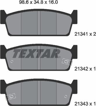 Textar 2134101 - Kit de plaquettes de frein, frein à disque cwaw.fr