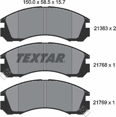 Textar 2136301 - Kit de plaquettes de frein, frein à disque cwaw.fr