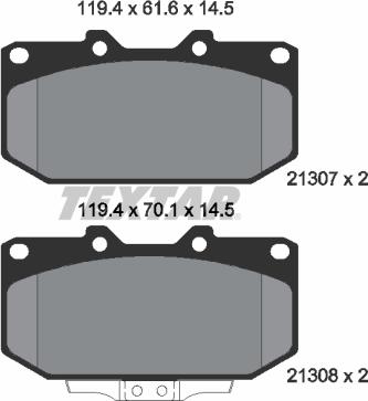 Textar 2130701 - Kit de plaquettes de frein, frein à disque cwaw.fr