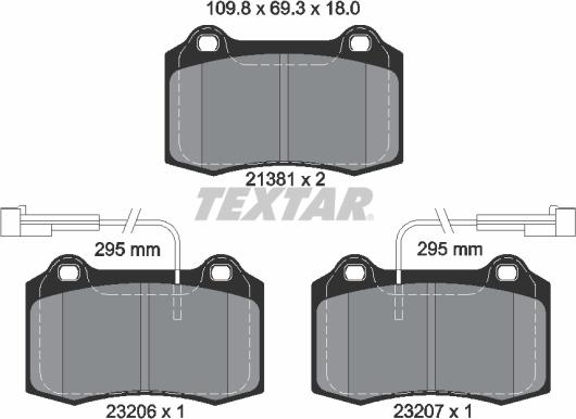 Textar 2138103 - Kit de plaquettes de frein, frein à disque cwaw.fr