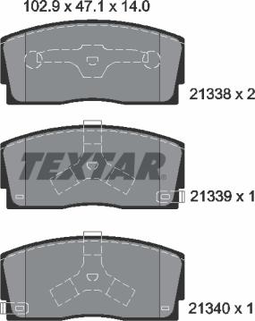 Textar 2133801 - Kit de plaquettes de frein, frein à disque cwaw.fr