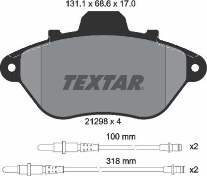 Textar 2129802 - Kit de plaquettes de frein, frein à disque cwaw.fr