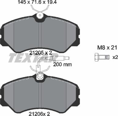 Textar 2120501 - Kit de plaquettes de frein, frein à disque cwaw.fr